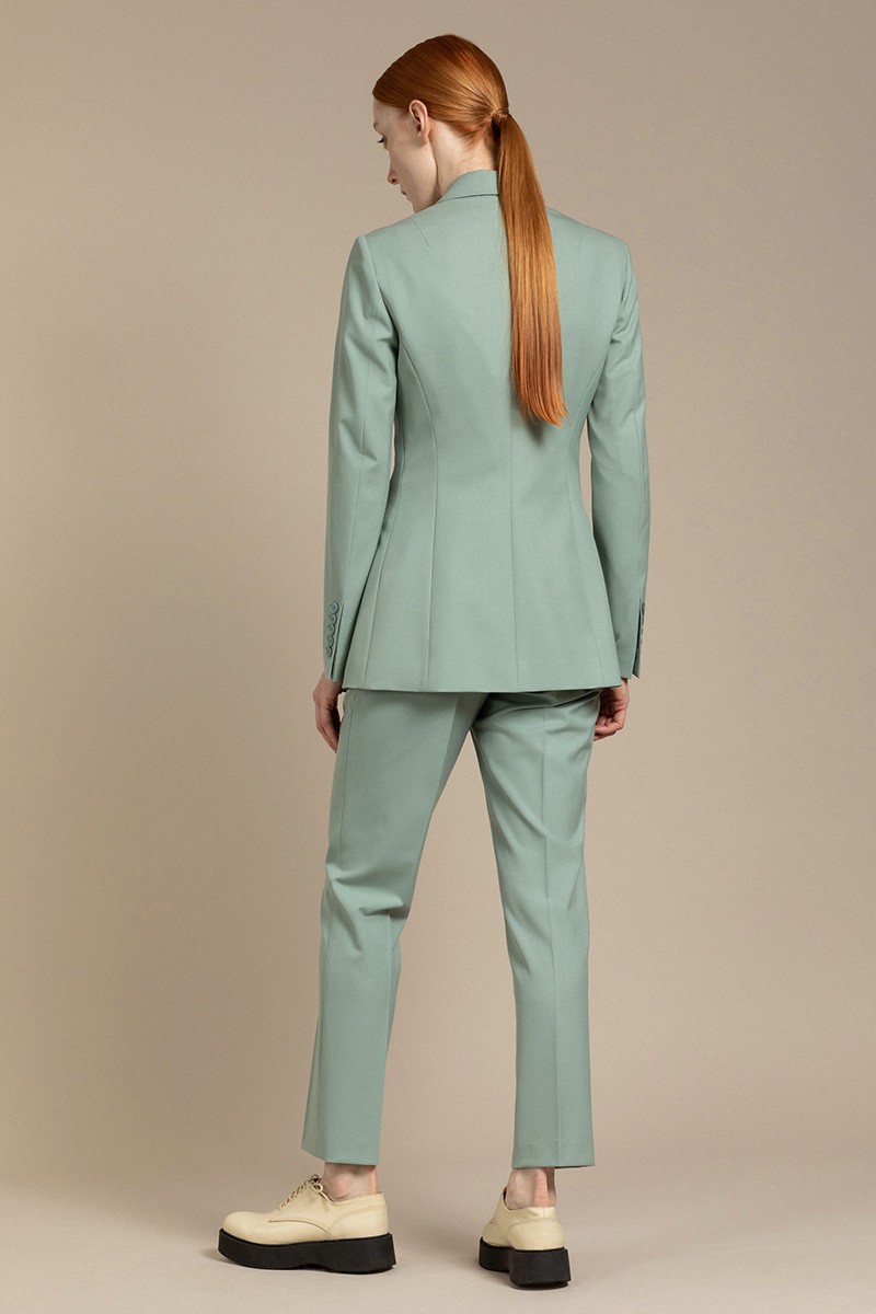 Зауженные базовые брюки VASSA&Co, пол женский, цвет хаки, фото №5