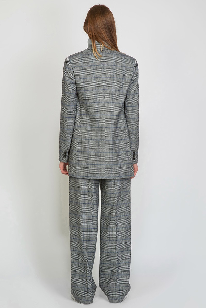 Жакет прямой серого цвета в клетку VASSA CODE, пол женский, цвет серый, фото №5