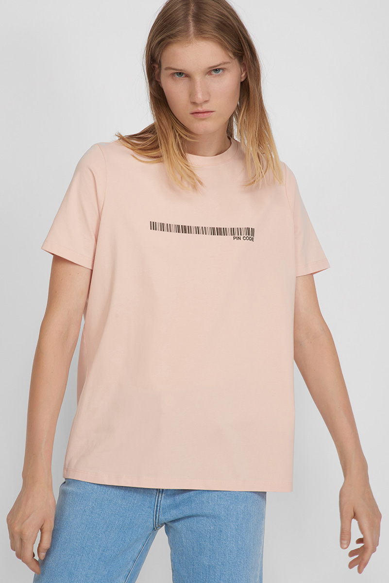 Футболка прямого кроя с принтом VASSA CODE, пол женский, цвет розовый