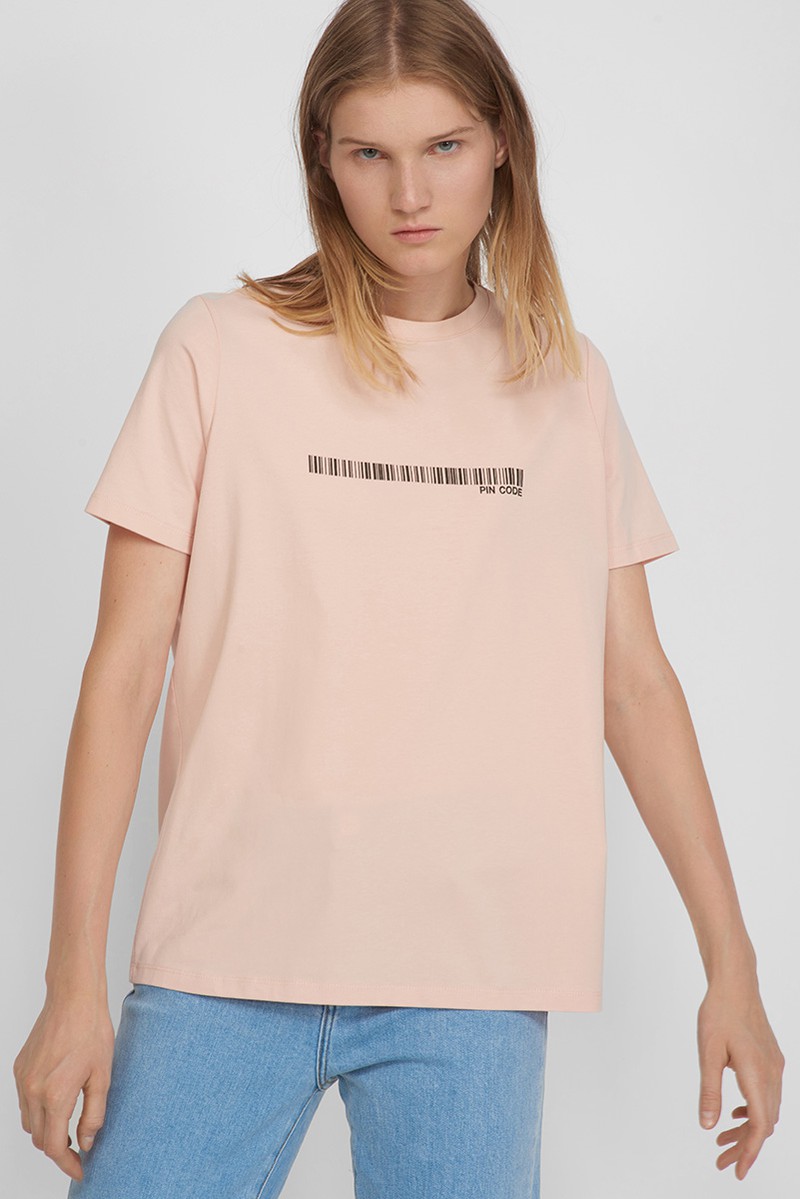 Футболка прямого кроя с принтом VASSA CODE, пол женский, цвет розовый, фото №3