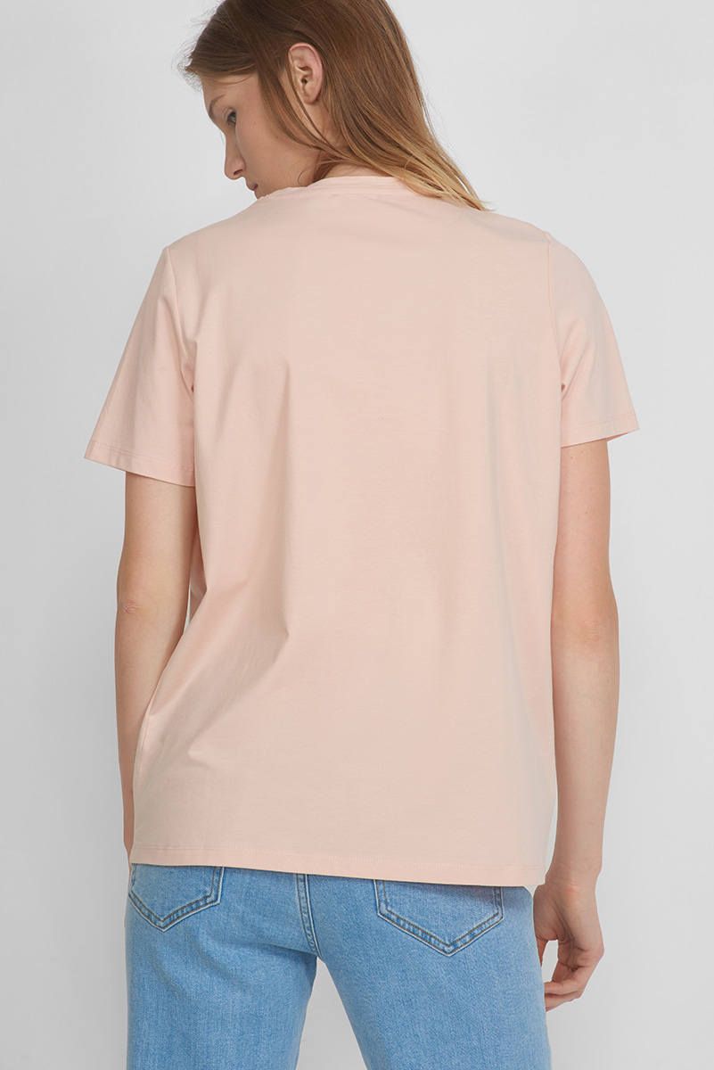 Футболка прямого кроя с принтом VASSA CODE, пол женский, цвет розовый