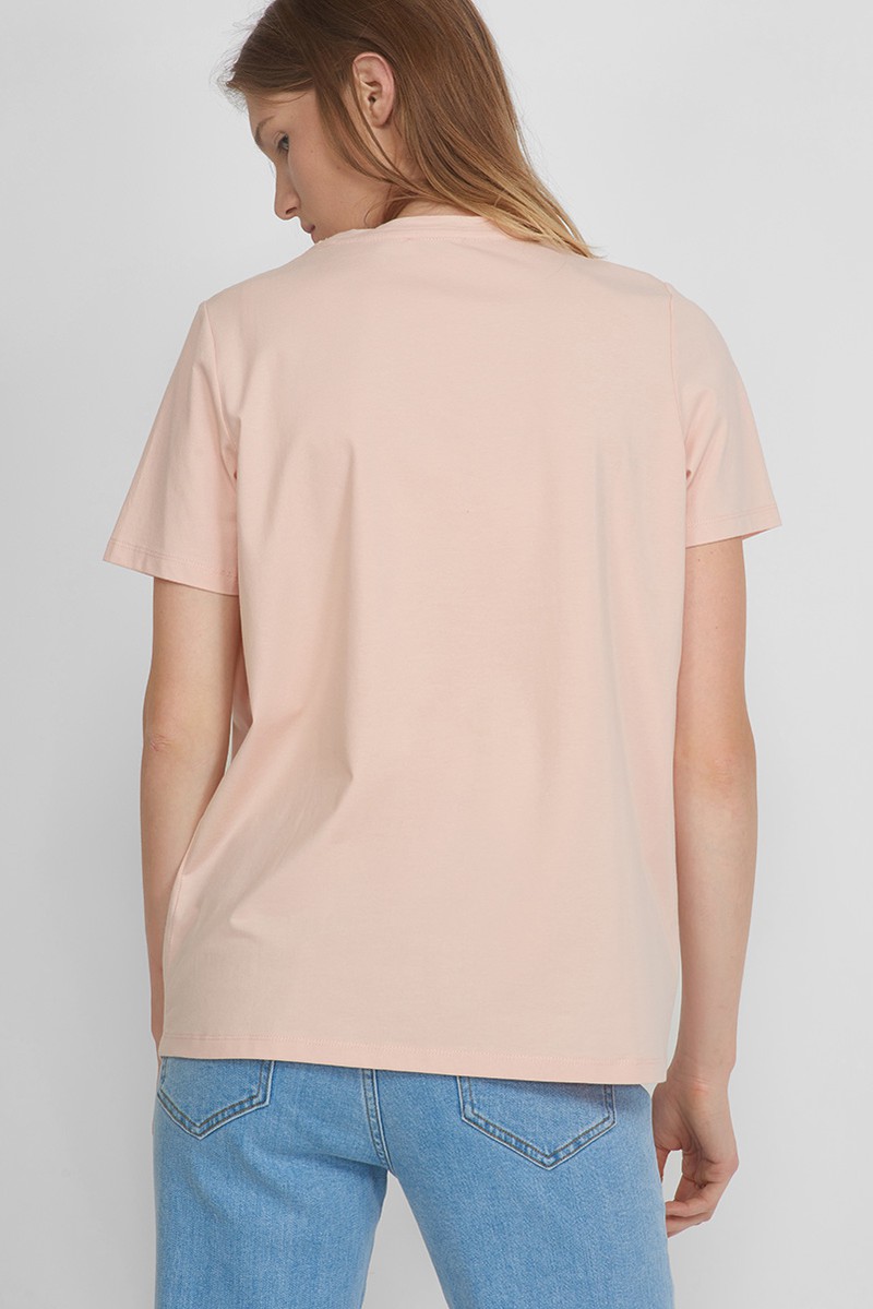 Футболка прямого кроя с принтом VASSA CODE, пол женский, цвет розовый, фото №4