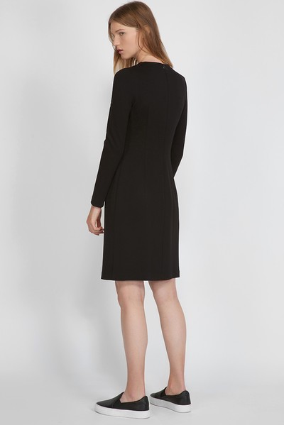 Платье трикотажное с манишкой из экокожи VASSA CODE, пол женский, цвет черный, фото №5