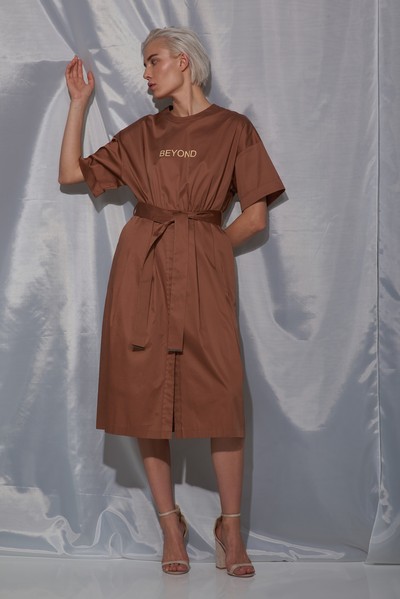 Платье с расширенной книзу юбкой VASSA&Co, пол женский, цвет коричневый, фото №2