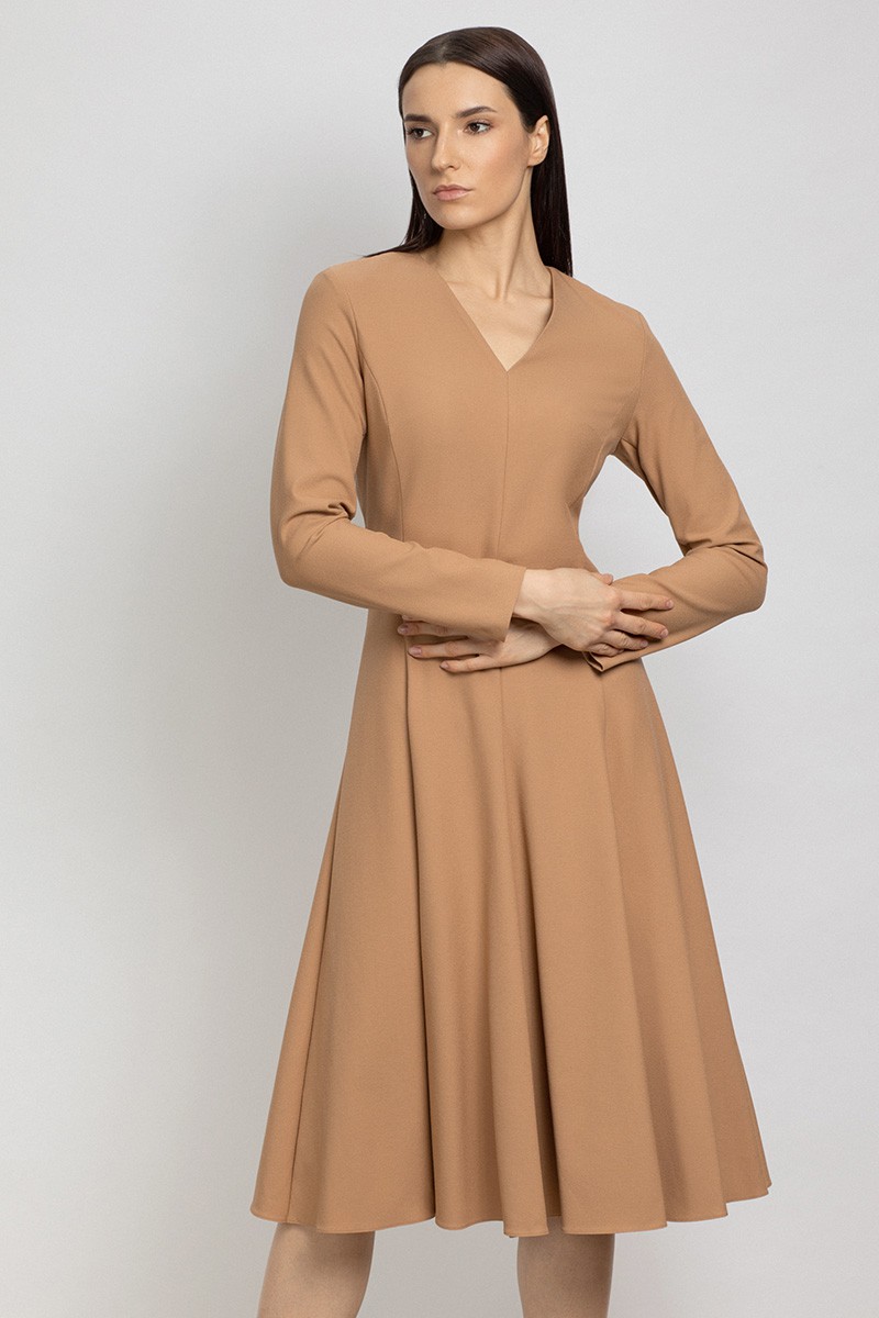 Платье с расклешенным подолом VASSA&Co, пол женский, цвет бежевый, фото №3