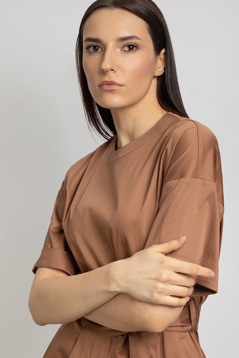 Платье с расширенной книзу юбкой VASSA&Co, пол женский, цвет коричневый, фото №3