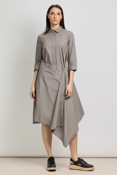 Платье-рубашка на пуговицах VASSA&Co, пол женский, цвет бежевый, фото №3