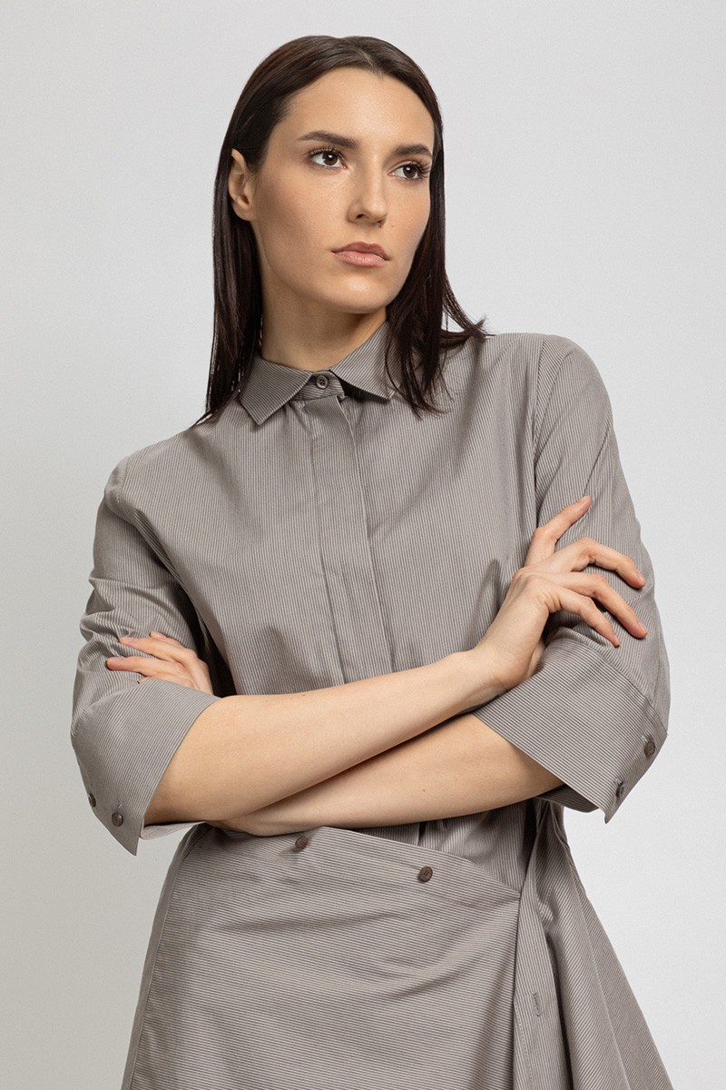 Платье-рубашка на пуговицах VASSA&Co, пол женский, цвет бежевый, фото №4