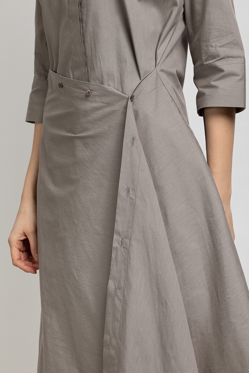 Платье-рубашка на пуговицах VASSA&Co, пол женский, цвет бежевый, фото №6