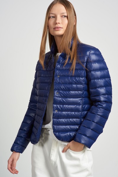 Куртка пуховик на пуговицах  с отложным воротником VASSA CODE, пол женский, цвет синий, фото №[поряд