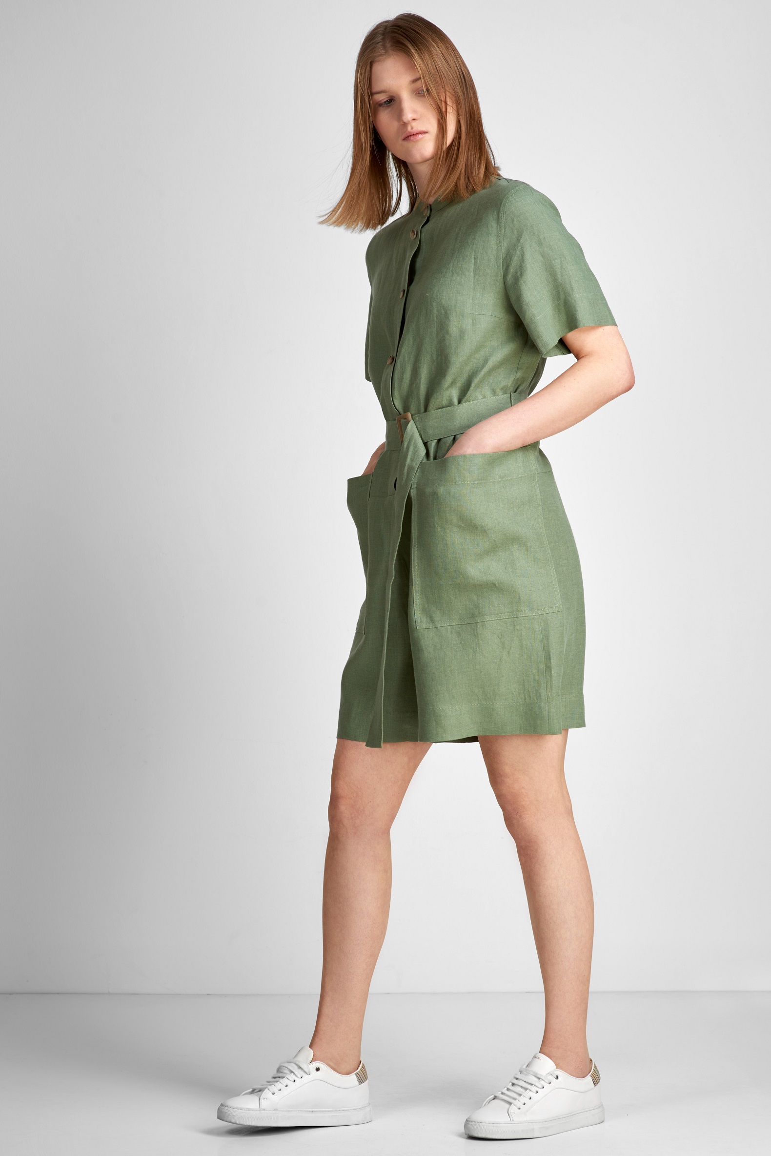 Комбинезон льняной VASSA CODE, пол женский, цвет зеленый