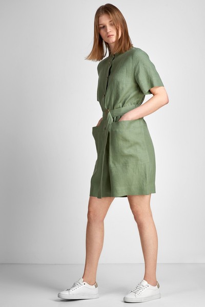 Комбинезон льняной VASSA CODE, пол женский, цвет зеленый, фото №2