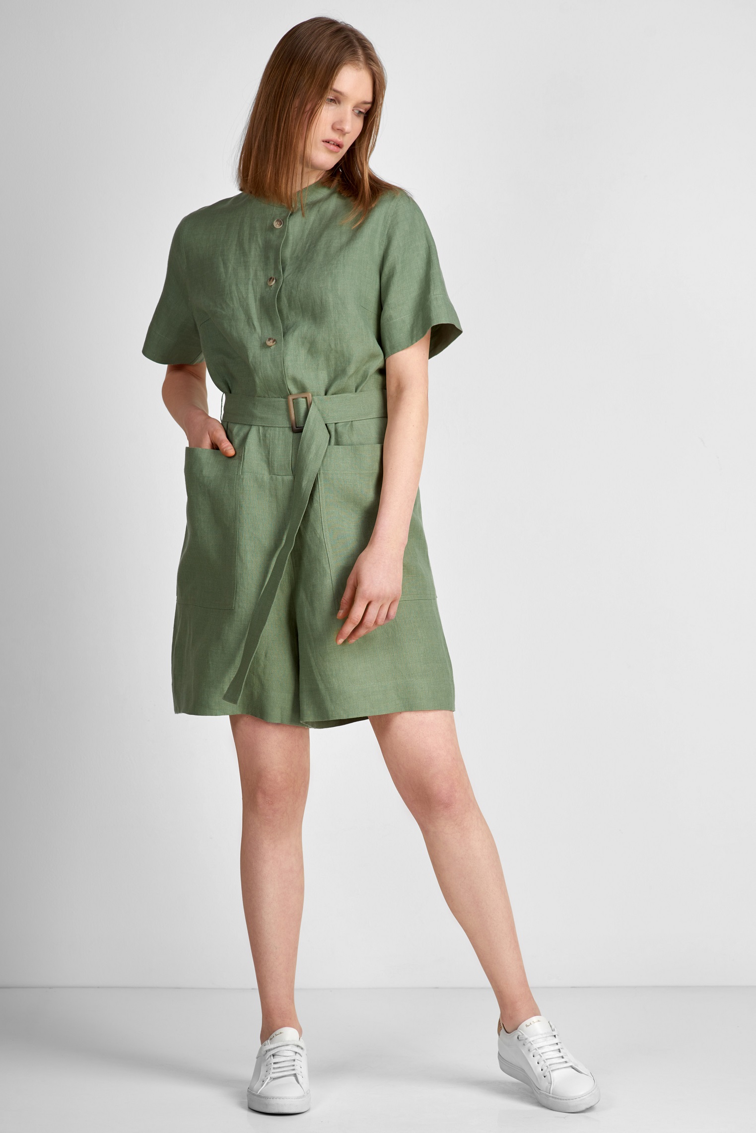 Комбинезон льняной VASSA CODE, пол женский, цвет зеленый