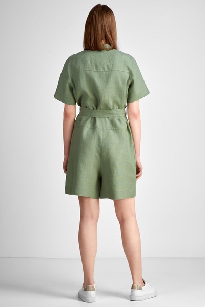 Комбинезон льняной VASSA CODE, пол женский, цвет зеленый, фото №4