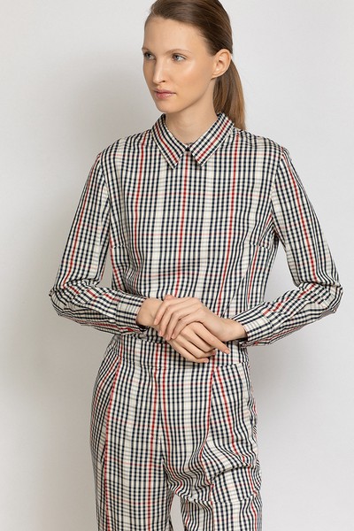 Блузка закрытого кроя из вискозы VASSA&Co, пол женский, цвет серый, фото №2