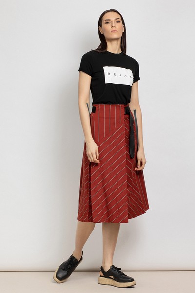 Юбка А-образного силуэта VASSA&Co, пол женский, цвет бордовый, фото №3