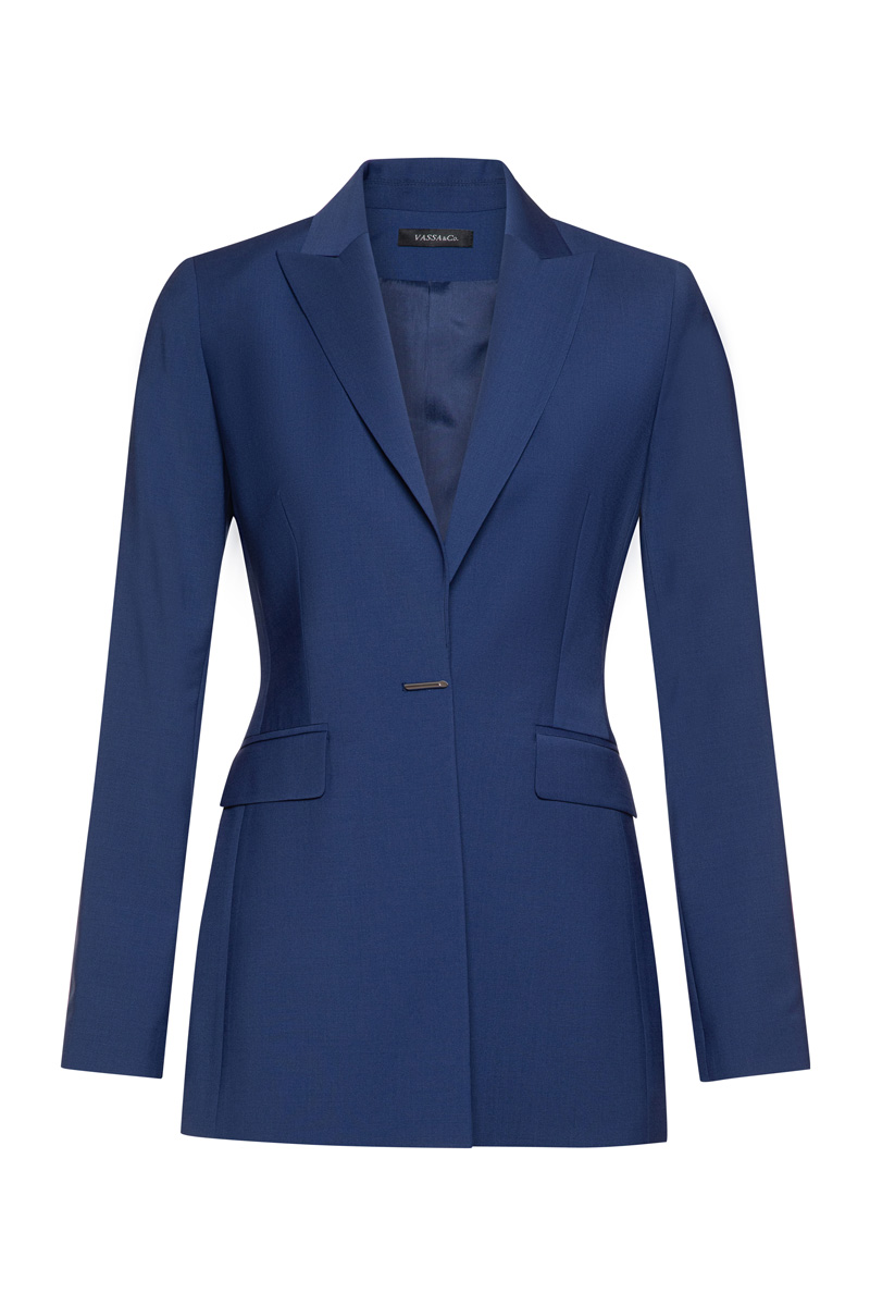 Приталенный жакет VASSA&Co, пол женский, цвет синий