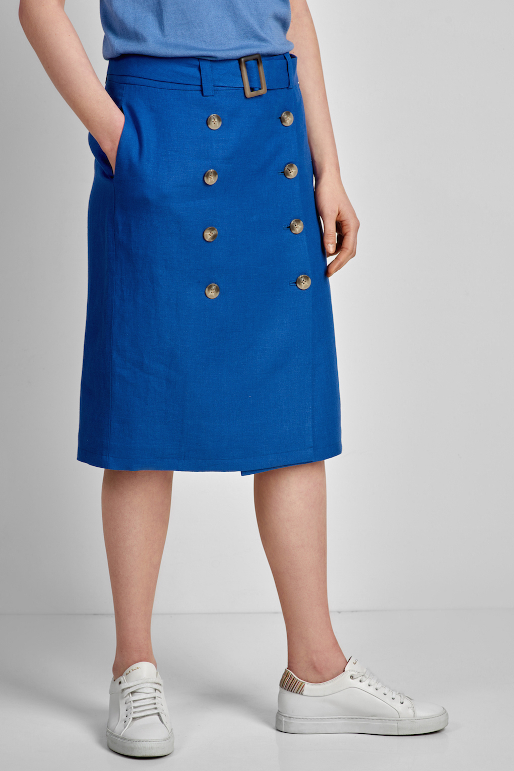 Юбка льняная VASSA CODE, пол женский, цвет синий