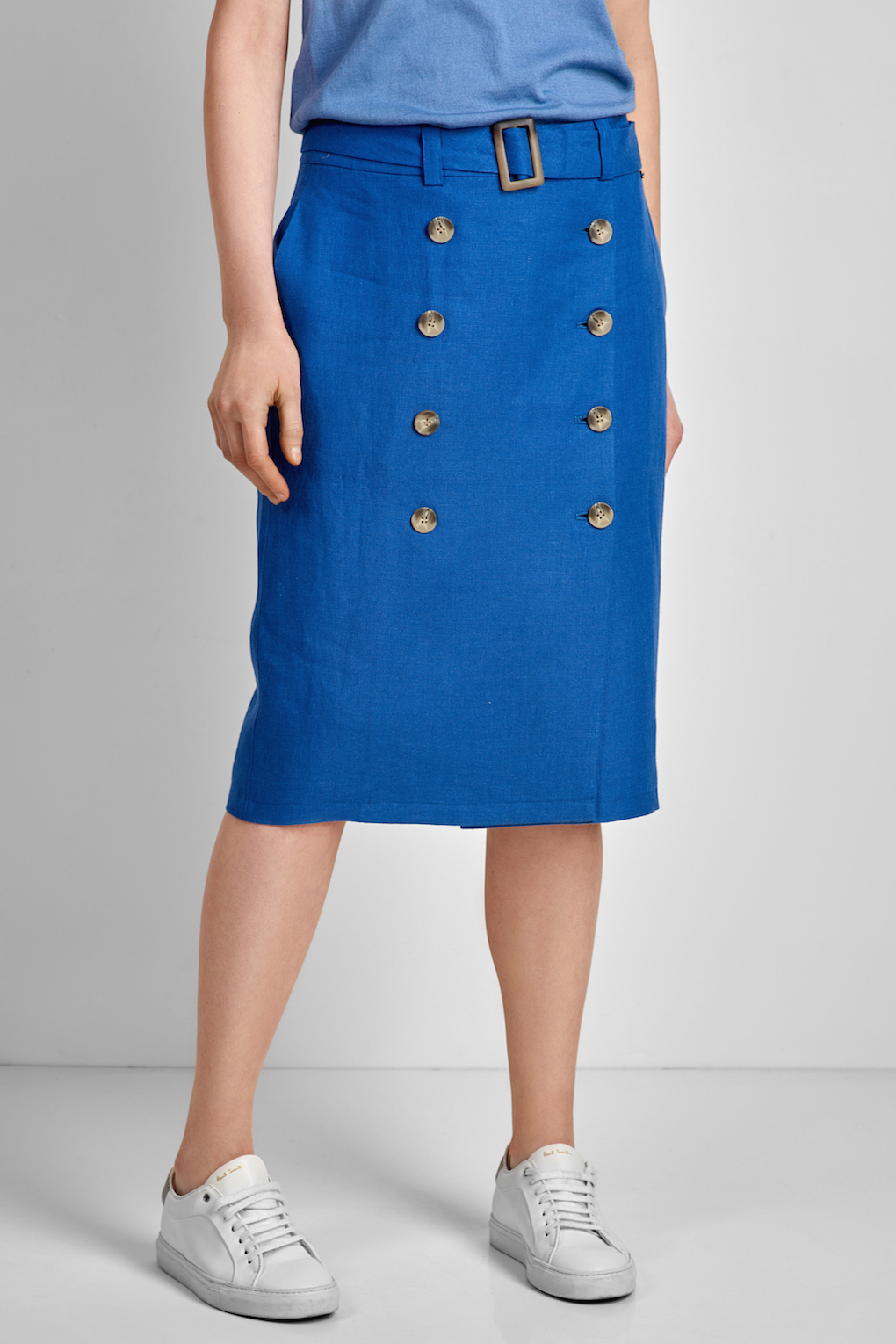 Юбка льняная VASSA CODE, пол женский, цвет синий