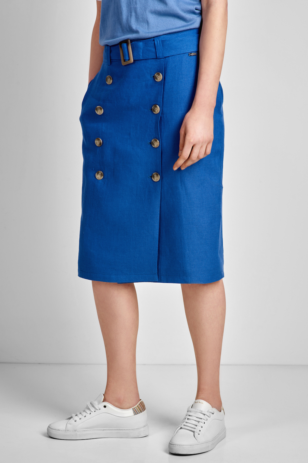 Юбка льняная VASSA CODE, пол женский, цвет синий