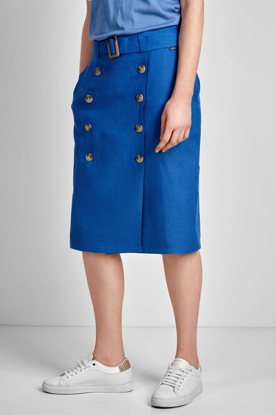 Юбка льняная VASSA CODE, пол женский, цвет синий, фото №4