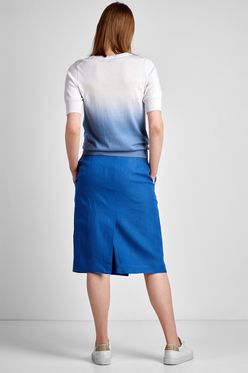 Юбка льняная VASSA CODE, пол женский, цвет синий, фото №6