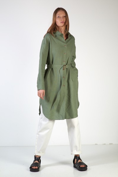 Платье льняное VASSA CODE, пол женский, цвет зеленый, фото №3