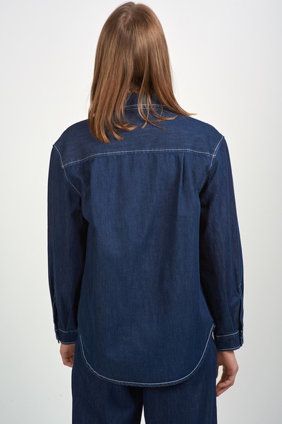 Джинсовая рубашка VASSA CODE, пол женский, цвет синий, фото №3