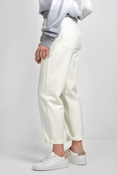 Джинсы-бананы с завышенной талией VASSA CODE, пол женский, цвет белый, фото №4