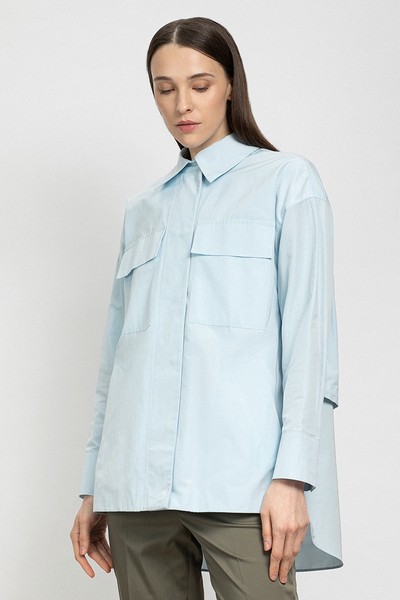 Куртка объемного силуэта VASSA&Co, пол женский, цвет голубой, фото №3