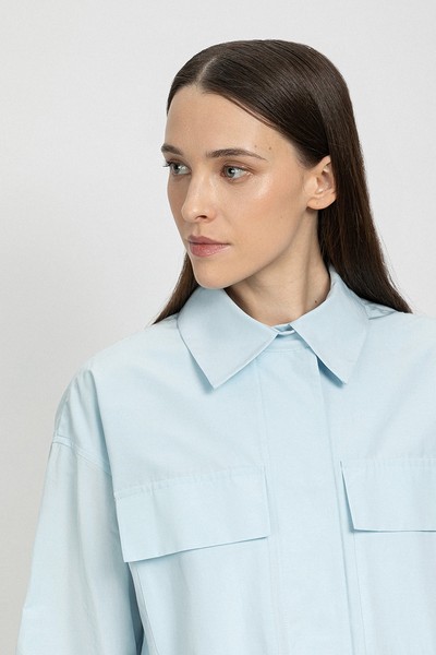 Куртка объемного силуэта VASSA&Co, пол женский, цвет голубой, фото №4
