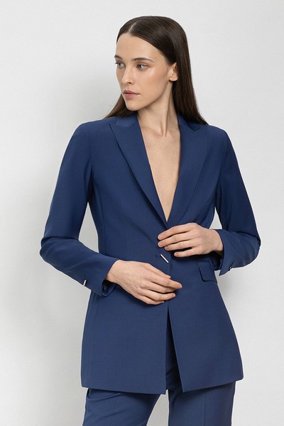 Приталенный жакет VASSA&Co, пол женский, цвет синий, фото №2