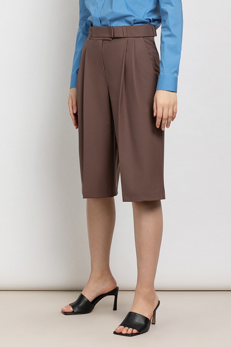Шорты-бермуды с поясом VASSA&Co, пол женский, цвет коричневый, фото №2