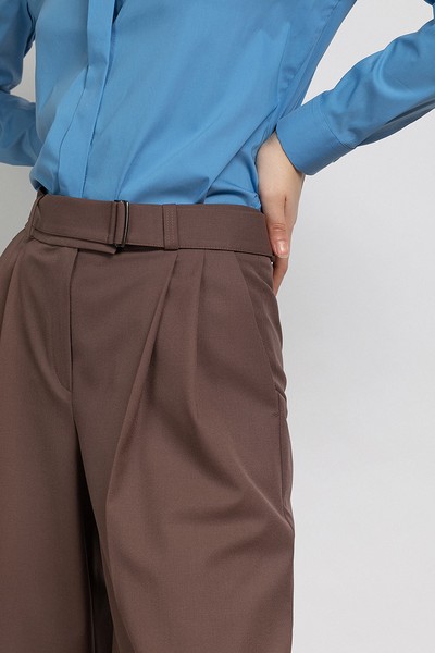 Шорты-бермуды с поясом VASSA&Co, пол женский, цвет коричневый, фото №4