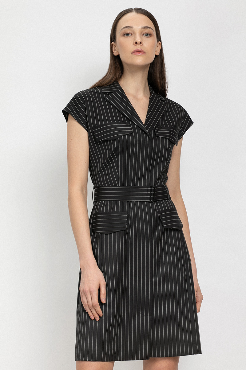 Платье в полоску VASSA&Co, пол женский, цвет черный