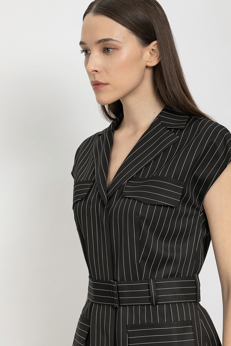 Платье в полоску VASSA&Co, пол женский, цвет черный