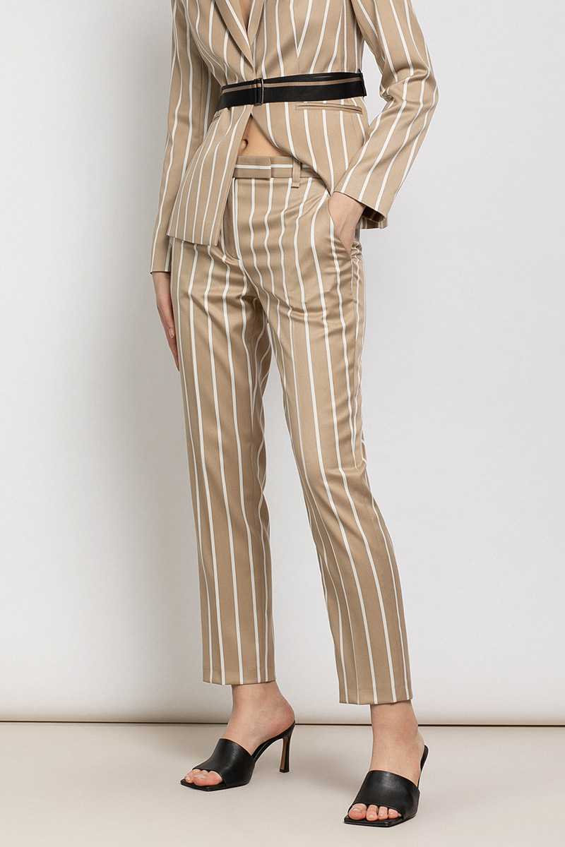 Зауженные брюки в полоску VASSA&Co, пол женский, цвет коричневый, фото №2