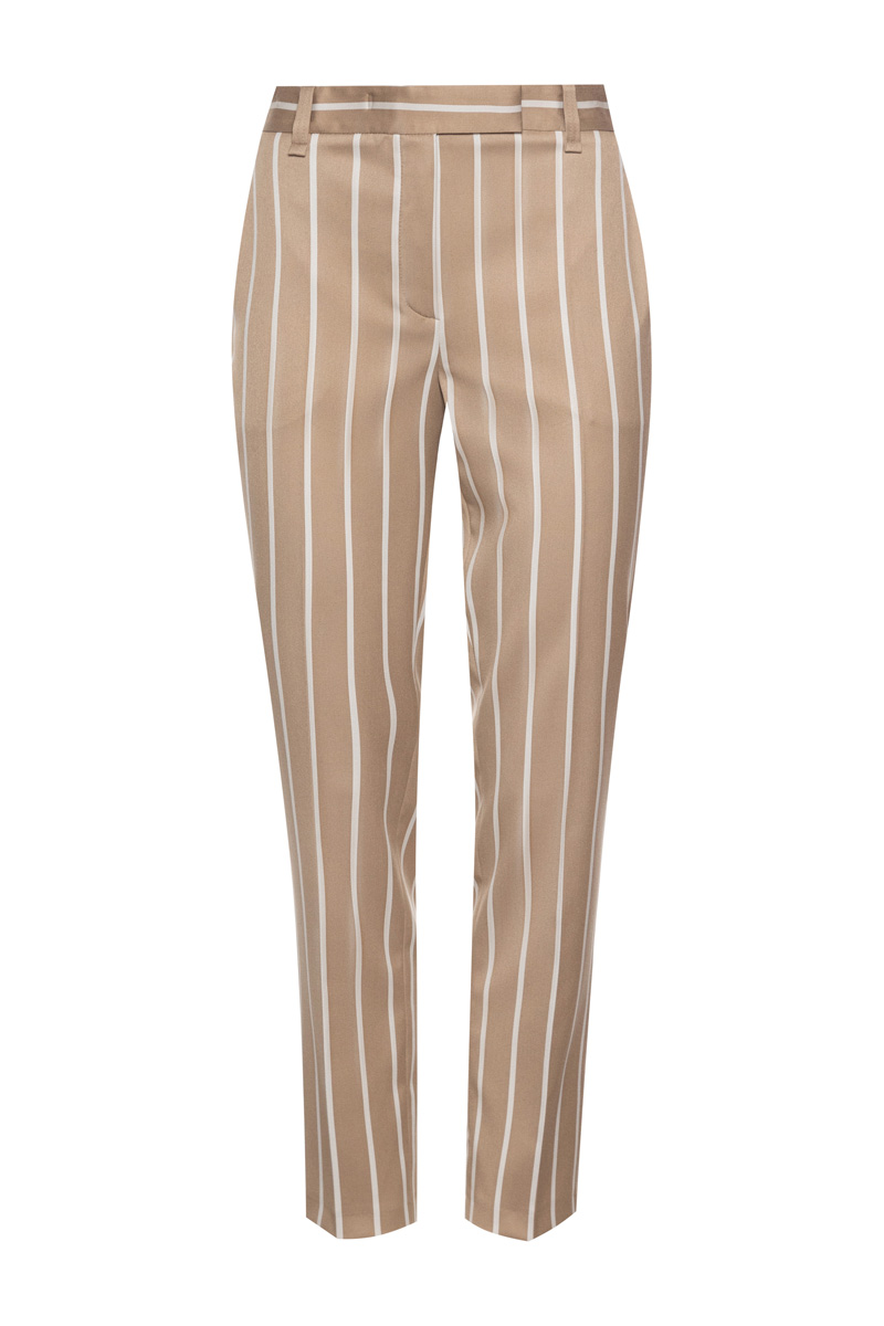 Зауженные брюки в полоску VASSA&Co, пол женский, цвет коричневый, фото №4