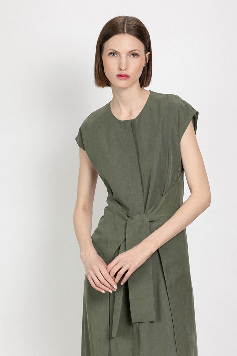 Платье с отлетными деталями VASSA&Co, пол женский, цвет зеленый, фото №2