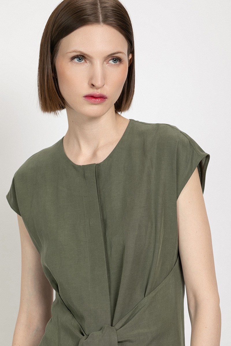 Платье с отлетными деталями VASSA&Co, пол женский, цвет зеленый, фото №3