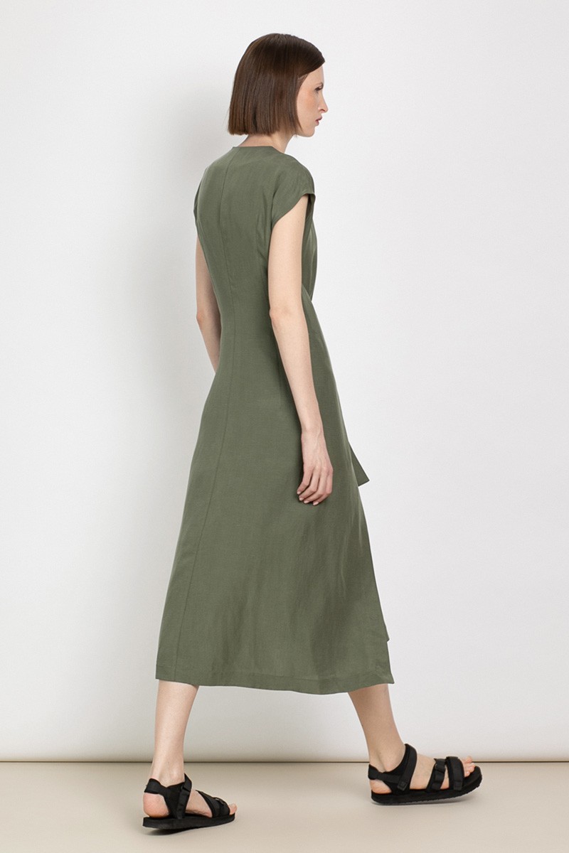 Платье с отлетными деталями VASSA&Co, пол женский, цвет зеленый, фото №5