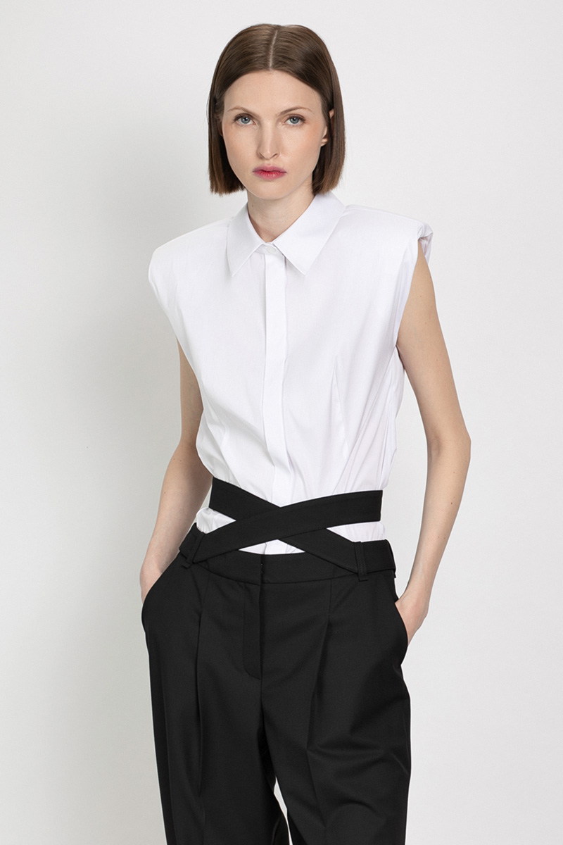 Блузка без рукавов VASSA&Co, пол женский, цвет белый