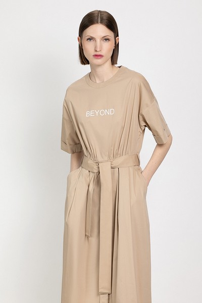 Платье с расширенной книзу юбкой VASSA&Co, пол женский, цвет бежевый, фото №2