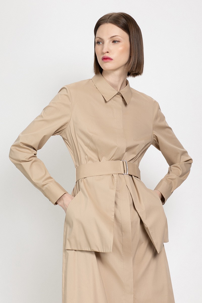 Платье с накладными карманами VASSA&Co, пол женский, цвет бежевый, фото №3