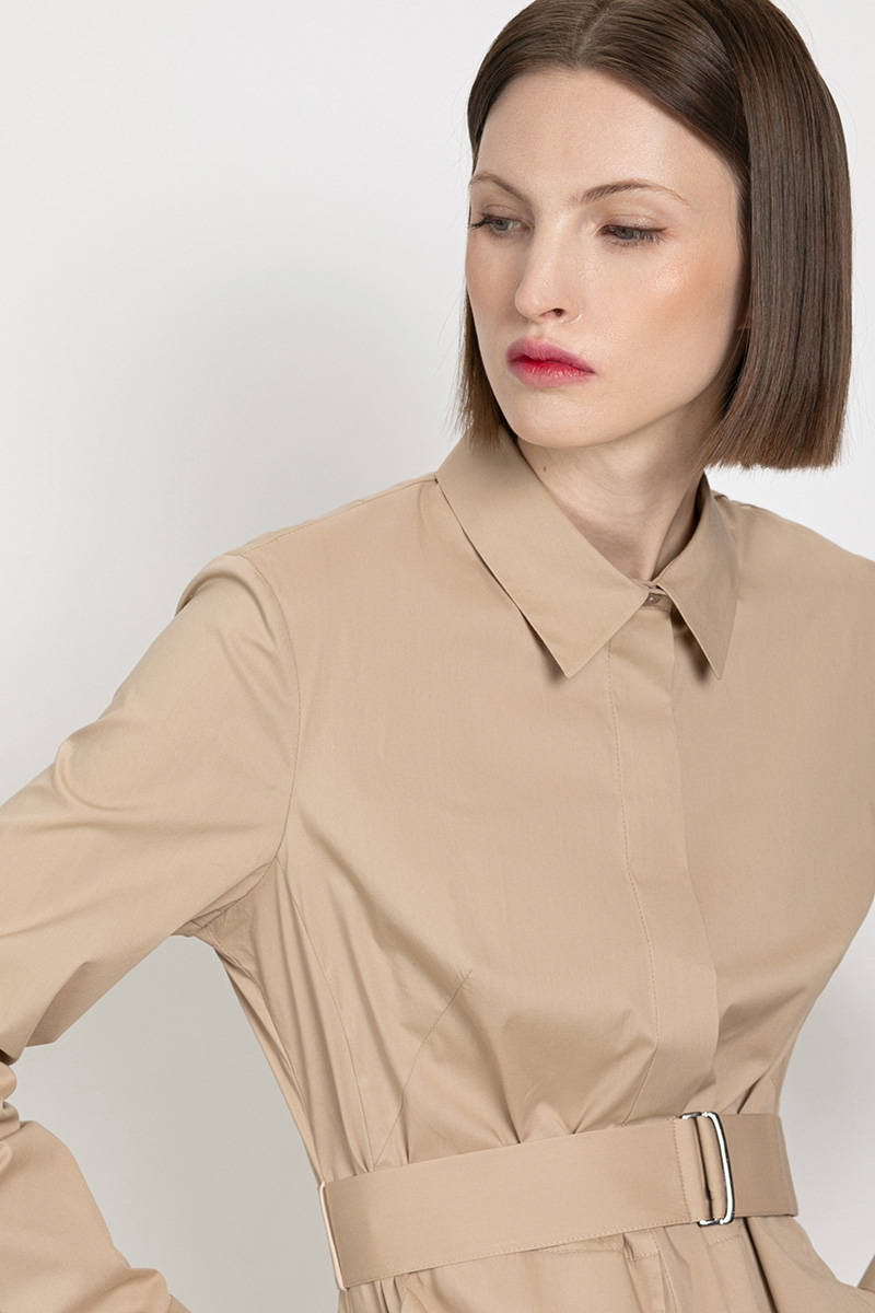 Платье с накладными карманами VASSA&Co, пол женский, цвет бежевый