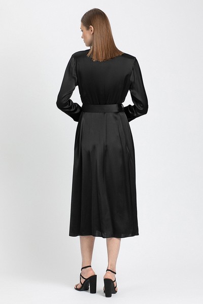 Платье миди из вискозы VASSA&Co, пол женский, цвет черный, фото №3