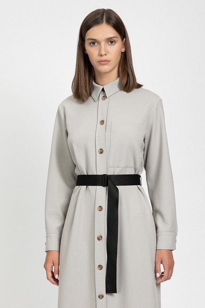 Платье-рубашка с контрастным поясом VASSA&Co, пол женский, цвет коричневый, фото №2