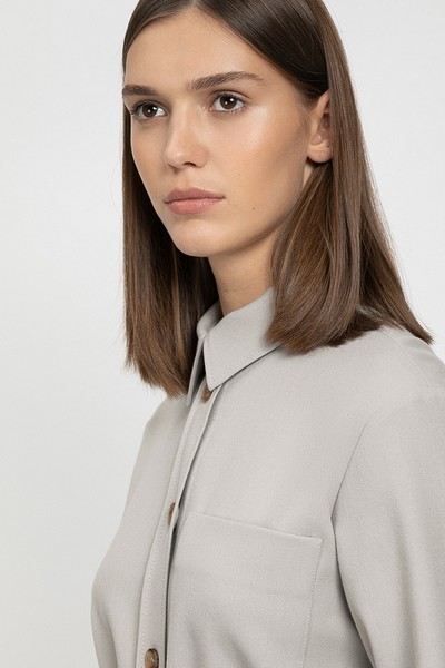 Платье-рубашка с контрастным поясом VASSA&Co, пол женский, цвет коричневый, фото №4