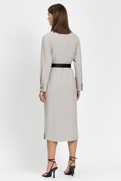 Платье-рубашка с контрастным поясом VASSA&Co, пол женский, цвет коричневый, фото №3