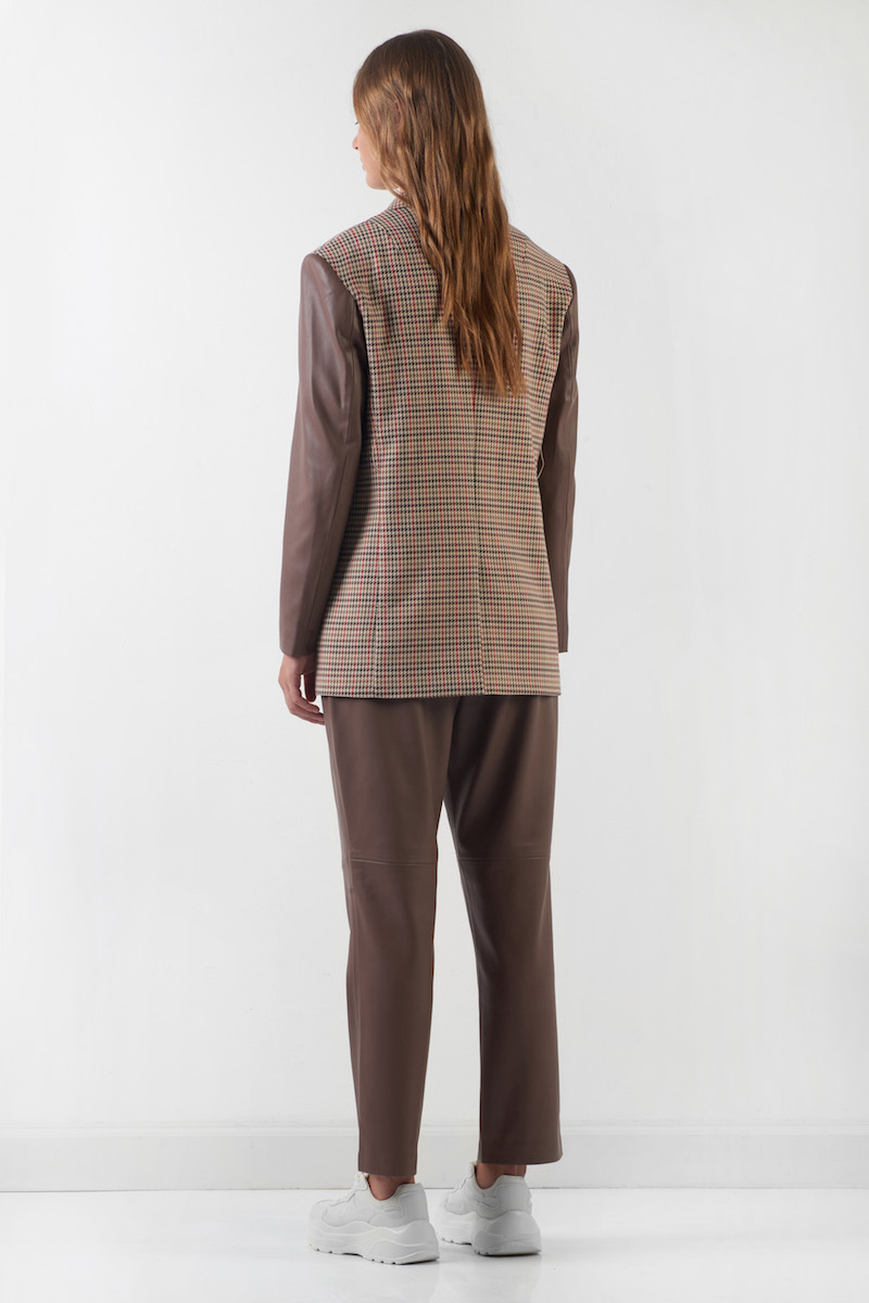 Жакет женский с рукавами из экокожи VASSA CODE, пол женский, цвет коричневый